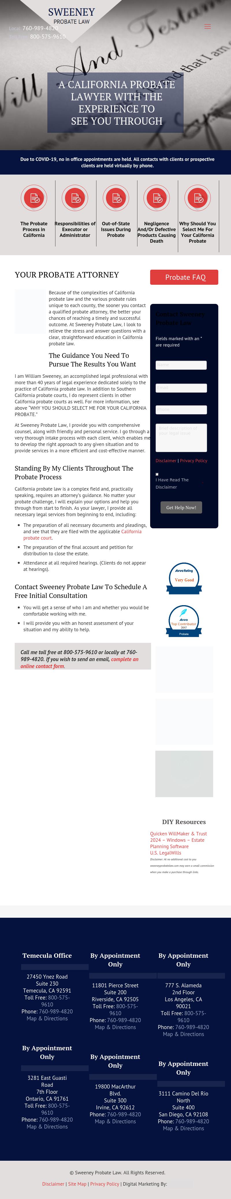 Sweeney Probate Law - Riverside CA Lawyers