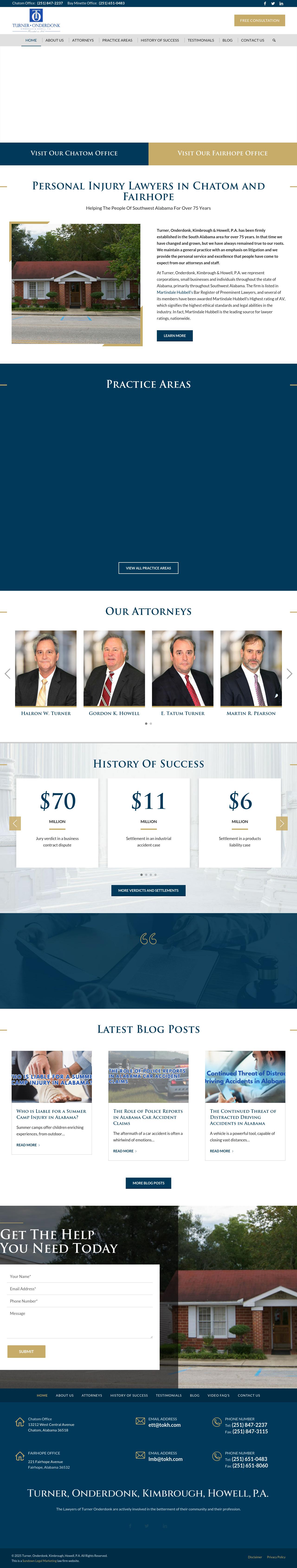 Turner, Onderdonk, Kimbrough, Howell, Huggins & Bradley, P.A. - Chatom AL Lawyers